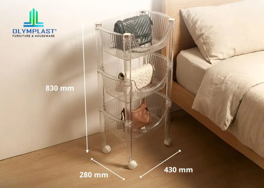 Rak Plastik Bening Transparan 3 Susun Olymplast CMRO